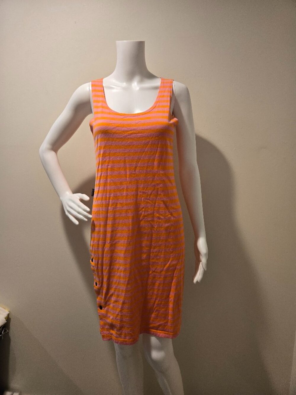 Marimekko Orange Pink Striped Tank Dress S